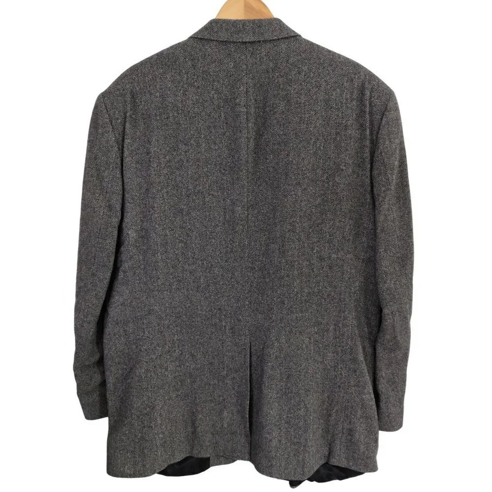 Robert Stock Sport‎ Coat Mens 46L Charcoal Gray Camel Hair Blend Herringbone